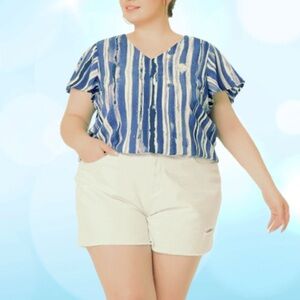 Blue and White Striped Top NWT 27"p2p, 28"length